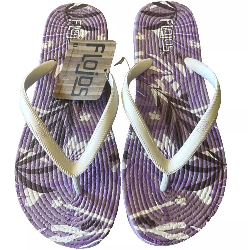 New Flojos Dorian Purple/White Comfort Flip Flop Sandals Women's Size 7/8